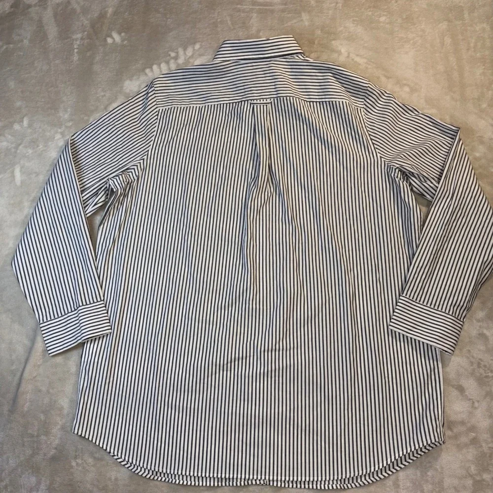 Banana Republic Mens XL Long Sleeve Striped Button Down Shirt Gray White 404236